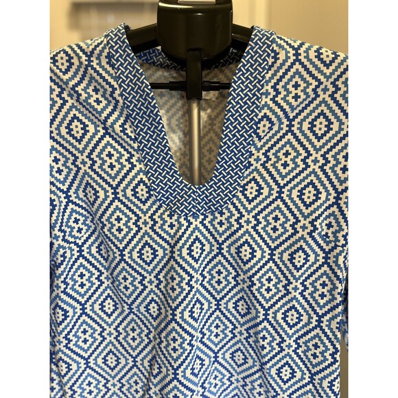 J. Mclaughlin Gisel Catalina Nylon 3/4 Sleeve U-Neck Dress Blue Women Large - Picture 5 of 11